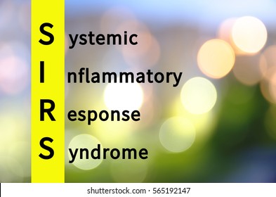 Acronym SIRS As Systemic Inflammatory Response Syndrome. Blurred Lights Visible On The Background.