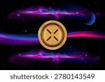 across protocol-acx cryptocurrency logos on digital background. 3d illustrations.