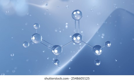 acrylamide molecular structure, 3d model molecule, monomer, structural chemical formula view from a microscope