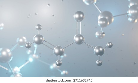 acrylamide molecular structure, 3d model molecule, monomer structural chemical formula view from a microscope