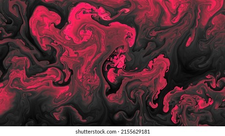 Acrylic Fluid Art. Crimson Abstract Background. Turbulent Flowing Watercolor.