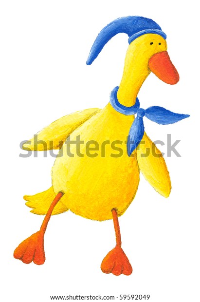 Acrylic Illustration Funny Yellow Duck Hat Stock Illustration 59592049