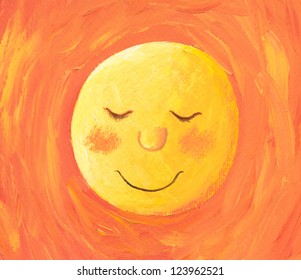 Acrylic Illustration Sun Goes Sleep Stock Illustration 123962521