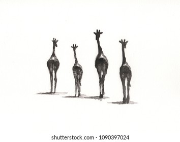 Acrylic painting of Giraffa on paper, Draw animals , Beautiful portrait , realistic , emotions