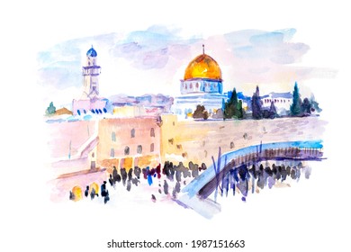 Acrylic painting of the Wailing Wall in Israel
