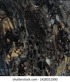 Acrylic Pouring, Metallic Effect, Black And Gold