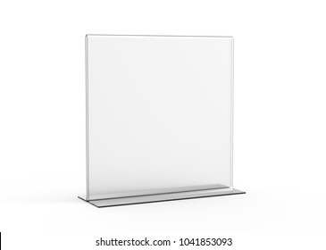 Acrylic Stand Mockup, 3d Render Transparent Table Stand For Restaurant Menu Or Product Sheets Uses