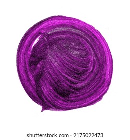 Acrylic Velvet Violet Circle Isolated On White Background. Watercolor Round Shape