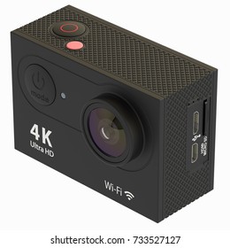 Action Camera On White Background. 3d Rendering