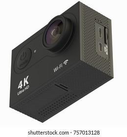 Action Camera On White Background. 3d Rendering