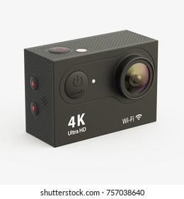 Action Camera On White Background. 3d Rendering