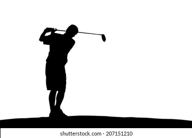 an action golfer in silhouette - Powered by Shutterstock