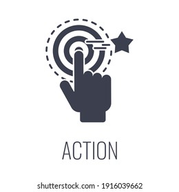 Action Icon. Call To Action, CTA. Report With Chart, Rocket Flies Out Of The Box. Outbound Marketing. Traditional Advertising And Promotion. Flat Illustration.