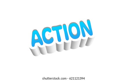 Action Text for Title or Headline. In 3D Fancy Fun and Futuristic style - Shutterstock ID 621121394