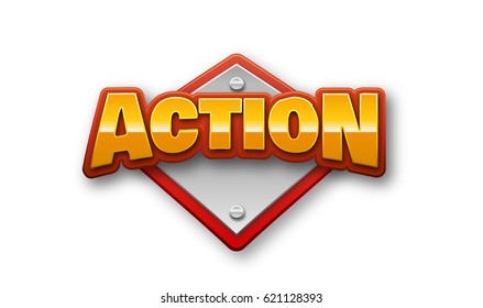 Action Text for Title or Headline. In 3D Fancy Fun and Futuristic style