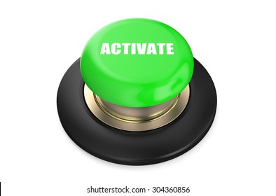 Activate Green Button Isolated On White Background