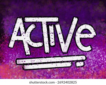 active letter with a simple white pattern and a galaxy background