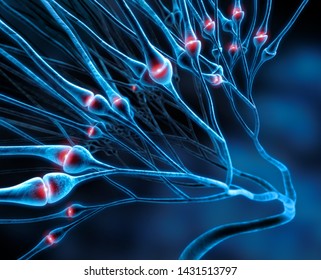 Active Nerve Cell Synapses  - 3D Illustration