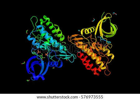 ACVR1B or ALK-4, a protein which acts as a transducer of activin or activin like ligands (inhibin) signals. 3d rendring. Stock photo © 