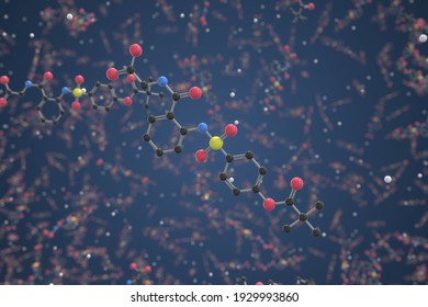 Adalimumab Molecule. Ball-and-stick Molecular Model. Chemistry Related 3d Rendering