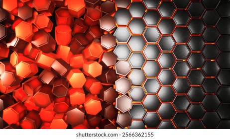 Adaptive Smart Material Structure with Heat Transformation - Technology Background. 3D Illustration