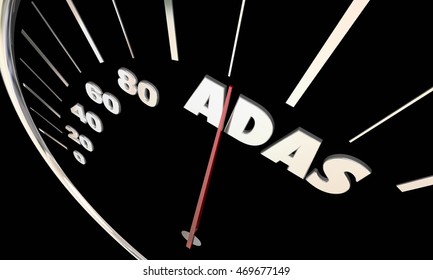 ADAS Advanced Driver Assistance Systems Speedometer 3d Illustration