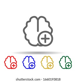 Add Brain Multi Color Style Icon. Simple Thin Line, Outline Illustration Of Web Icons For Ui And Ux, Website Or Mobile Application