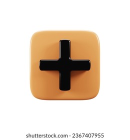 Add button icon on 3d rendering. Mobile phone user interface icon concept