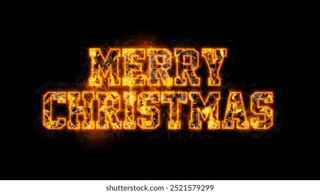 Add a fiery twist to your holiday greetings with Merry Christmas typography in a burn effect, as glowing embers illuminate the festive message with warmth and intensity.