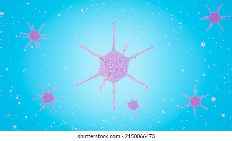 Adenovirus Causes Hepatitis In Children Subtype 41f  Structure Of The Adenoviridae Virion: Penton Base, Nucleocapsid With DNA Genome, Capsomeres, Proteins Type F Subtype 41 3d Rendering