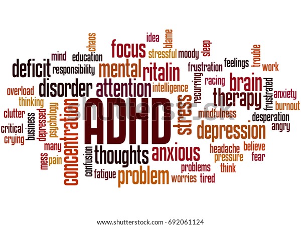 Adhd Attention Deficit Hyperactivity Disorder Word 库存插图 692061124 ...