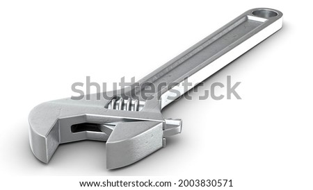 the Adjustable Wrench 3D Render illustration on white background 