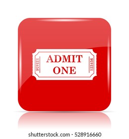 Admin one ticket icon. Admin one ticket website button on white background.