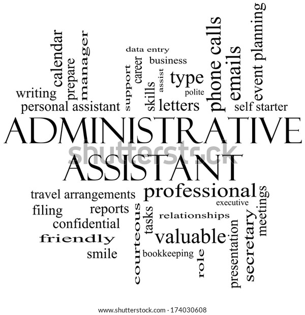 Administrative Assistant Word Cloud Concept Black Stock Illustration 174030608 