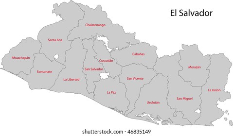 Administrative Divisions El Salvador Stock Vector (Royalty Free ...