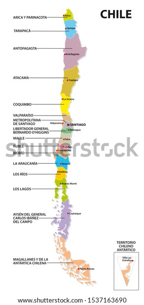 Administrative Political Map Republic Chile Stock Illustration 1537163690