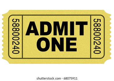 Admit One Movie Ticket Yellow Isolated Stock Illustration 68075911 ...