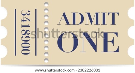 Admit one ticket. Retro ticket