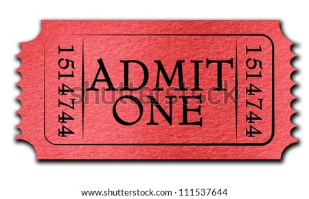 Admit ticket on a solid white background