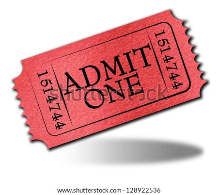 Admit ticket on a solid white background