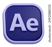 adobe after effect 3d icon isolated on the white background