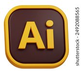 adobe illustrator 3d icon isolated on the white background