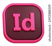 adobe indesign 3d icon isolated on the white background