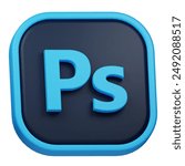 adobe photoshop 3d icon isolated on the white background