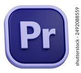 adobe premier pro 3d icon isolated on the white background