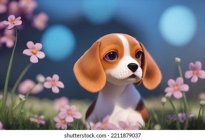 Adorable 3d Rendered Kawaii Beagle Puppy Stock Illustration 2211879037