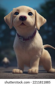 Adorable Baby Labrador Dog Character Design, Cute Puppy Labrador Cartoon Animation.