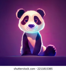 Adorable Baby Panda Bear Character Design. Cute Panda Bear Cartoon Animation