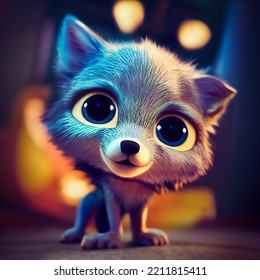 Adorable Baby Wolf Character Design, Cute Wolf Cartoon Animation