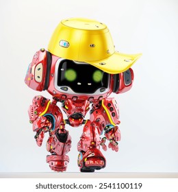 Adorable personaje robot rojo